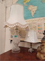 Cut Glass Table Lamp and another