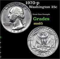 1970-p Washington Quarter 25c Grades GEM Unc