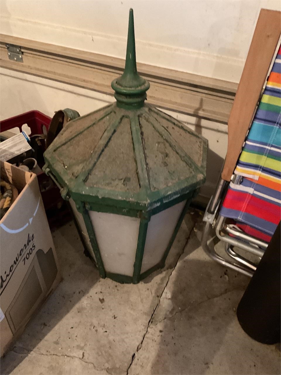 Antique metal street lantern top