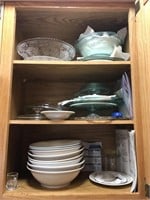 Contents of cabinet. Vegetable bowls, Corelle,