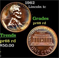 Proof 1962 Lincoln Cent 1c Grades Gem++ Proof Red