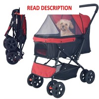 Reversible Handlebar Pet Stroller  Red/Black