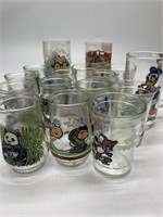 (13) Vintage Jelly Jar Glasses, (3) Vintage