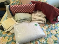 towels, pillows, mattress pad