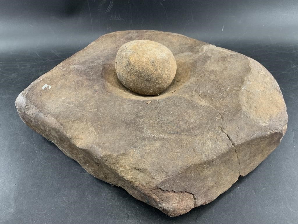 Ancient stone grain grinder 11"