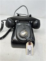 Vintage Black Phone, has center crank to ring
