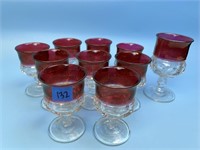 Vintage Tiffan Cranberry Glasses - 10 Assorted