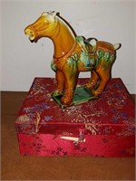 Vintage Chinese porcelain majolica horse figure