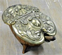 Ornate European Cast Iron Coal Scuttle.