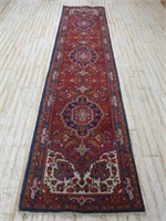 Hand Knotted Wool Rug Runner.