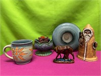 Unique Pottery Figurines, Mug, Flower Frog++