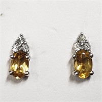 $200 S/Sil Citrine  Diamond Earrings