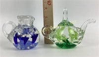 1960's St Clair Art Glass Blue Flower Candle