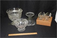 Glassware: (1) Pedestal Bowl 8 x 7.5, (1) Vase 6