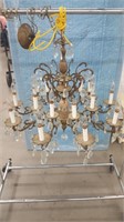 Spanish brass & crystal chandelier