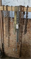 (2) LOG CHAINS W/ HOOKS & CHAIN PIECES