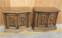Pair Of Vintage Side Tables w/ Shelf & Doors