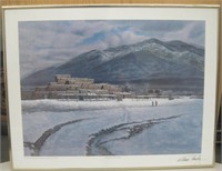 "Spring Snow, Taos Pueblo" Framed & Signed Print