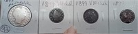 1899 half dollar 2 v nickels & indian penny