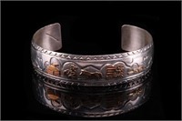 Navajo Begay 14K Gold Overlay Sterling Silver Cuff