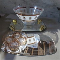 Mirrors & Gold Etched Dishes