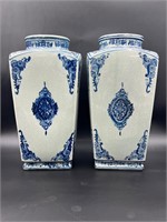 14" LARGE URN VASE JARDINIERE BLUE