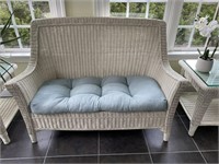 Vintage Wicker Love Seat with Cushion