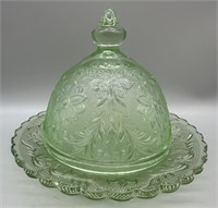 Vintage Chantilly Green Domed Butter Dish