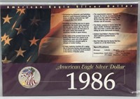 1986 American Eagle Silver Dollar - 99.93% Silver