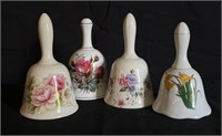 4pc Floral Porcelain Bells - Hammersley Bone China