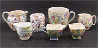 7 pcs Chintz Ware, Cream & Sugar