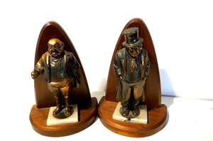 Pair Bronze Bookends 9"T