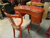 Gorgeous Antique French Style Kidney Desk w/ Chair