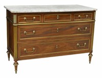 FINE FRENCH LOUIS XVI STYLE MARBLE-TOP COMMODE