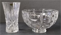 Harrod Crystal Vase & Orefors Crystal Bowl (8" x