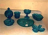 (7) Pieces Blue Decorative Serving Dishes