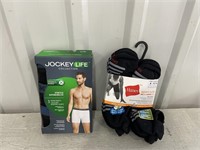 Mens Large Jockey Boxer Briefs/Socks