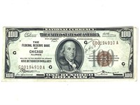 US $100 Bill 1929 Fed Reserve Bank of Chicago