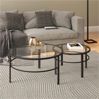 Glass Top Nesting Coffee Tables - Black