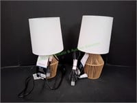 (2) 12.75" Mainstays Mini Rattan Lamp