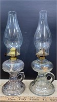 2 Antique Footed Finger Oil Lamps