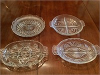 4 glass small serving platters