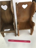 (2) Wood Doll Chairs w/ Hearts