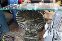 GLASS TOP SHELL ENTRYWAY TABLE