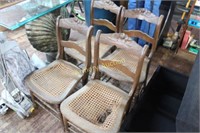 4 CANE BOTTOM CHAIRS - NEED WORK