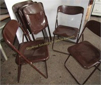 6 Folding Chairs Metal Legs Plastic Seat & Back