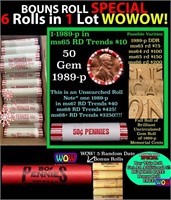 THIS AUCTION ONLY! BU Shotgun Lincoln 1c roll, 198