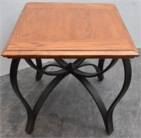 Wood Top End Table w/ Curved Metal Legs