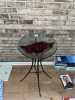 Glass Razorback Bowl & Pedestal (18" Dia ~ x 35"T)