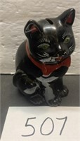 Vintage Redware Black Cat